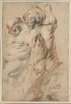 RECORD DATE NOT STATED  Jacob Jordaens Study sheet with a drunken silen (s... Stock Photos