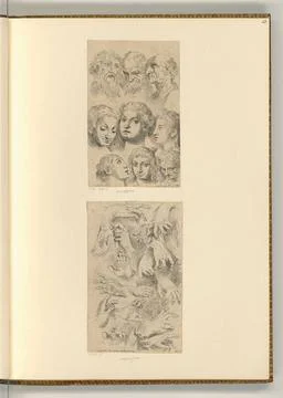 RECORD DATE NOT STATED  Jacopo Palma Head study; Hand study. etching 1600-... Stock Photos