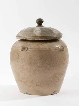 RECORD DATE NOT STATED  Jar with lid. Terracotta. Vietnam. Paris, Muse Cer... Stock-Fotos