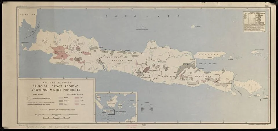 RECORD DATE NOT STATED Java and Madoera principal estate regions showing m... Foto stock