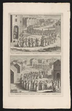 RECORD DATE NOT STATED  Java wedding ceremony (two illustrations); Picart,... Stock Photos