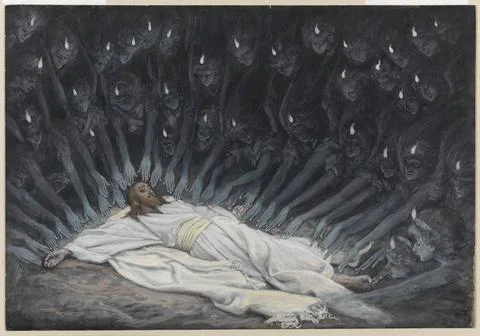 RECORD DATE NOT STATED Jesus Ministered to by Angels (JÃ sus assistÃ par l. Stock Photos