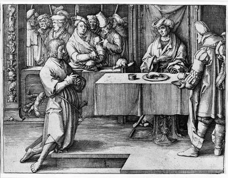 RECORD DATE NOT STATED Joseph Interpreting Pharoah s Dream Lucas van Leyde... Stock Photos