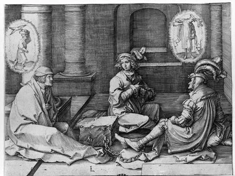 RECORD DATE NOT STATED Joseph in Prison Interpreting Dreams Lucas van Leyd... 写真素材