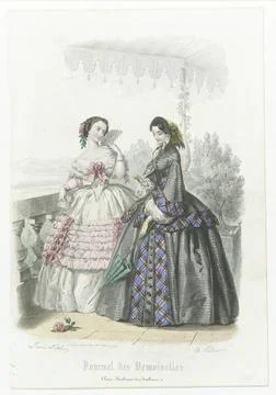 RECORD DATE NOT STATED  Journal des Demoiselles, CA. 1860: Paris. Boulevar... Stock Photos
