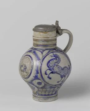 RECORD DATE NOT STATED  Jug with the monogram GR and horses, anonymous, c.... Foto stock