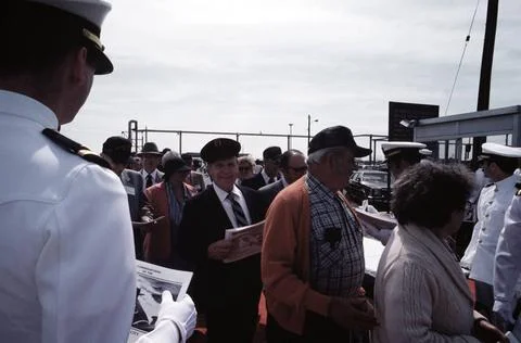 RECORD DATE NOT STATED Junior officers distribute programs to guests atten... 写真素材