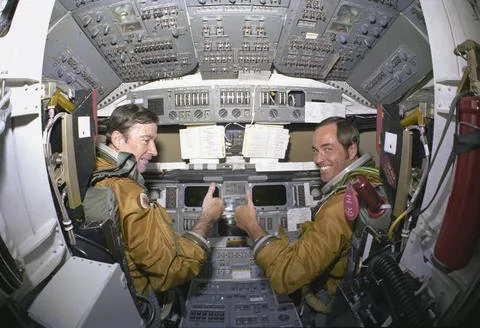 RECORD DATE NOT STATED  KENNEDY SPACE CENTER, FLA. - Prime crew astronauts... Stock Photos