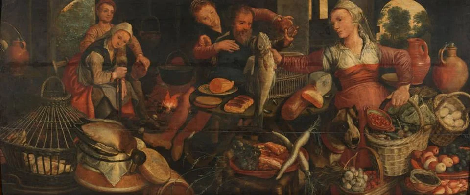 RECORD DATE NOT STATED  Kitchen Scene, Pieter Aertsen, 1560 - 1565 paintin... Stock Photos