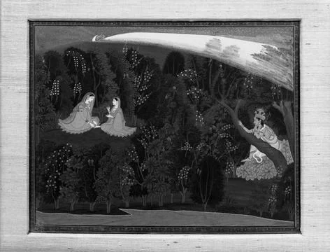 RECORD DATE NOT STATED Krishna Gazes Longingly at Radha, Page from the Lum... Stock Photos