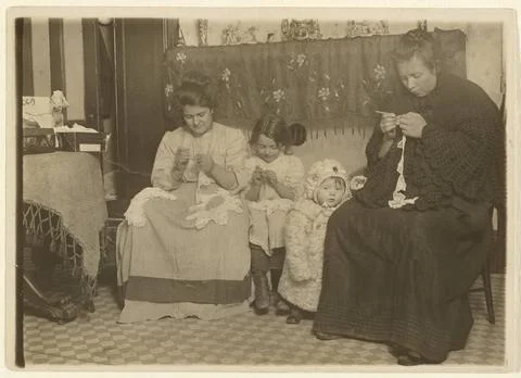 RECORD DATE NOT STATED  Lacemakers (2 Women, 2 children), New York City. L... Stock Photos