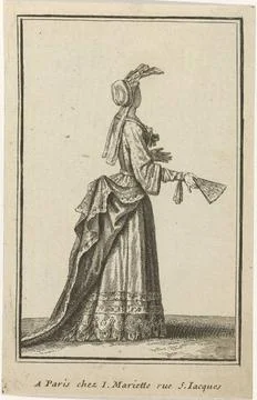RECORD DATE NOT STATED  Lady with fontange, open fan in hand, 1715 - 1720 ... Stock Photos
