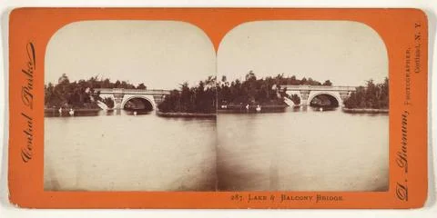 RECORD DATE NOT STATED Lake &amp; Balcony Bridge. Central Park.. Deloss Barnum... Fotos Stock