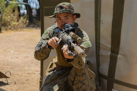 RECORD DATE NOT STATED  Lance Cpl. Tomas Coronel, an Infantry Marine, with... 스톡 사진
