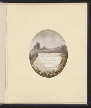 RECORD DATE NOT STATED  Landscape with a ruin and tablet, 1882 A rose bush... Stock Photos