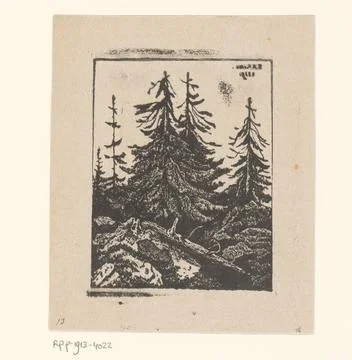 RECORD DATE NOT STATED  Landscape with pine trees, Polynice Auguste Viette... Stock Photos