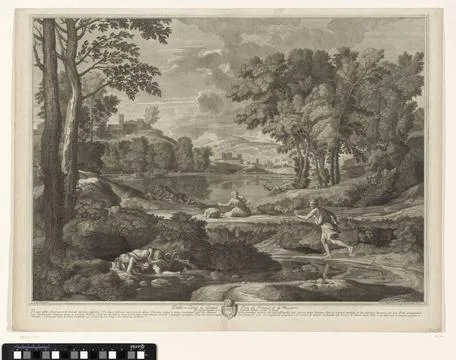 RECORD DATE NOT STATED  Landscape with a boy strangled by a snake, Etienne... Stock Photos