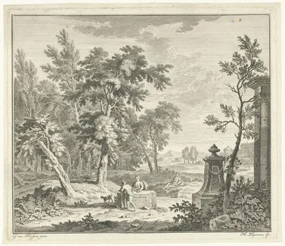 RECORD DATE NOT STATED  Landscape with Herder, Michiel Elgersma, after Jan... Stock Photos