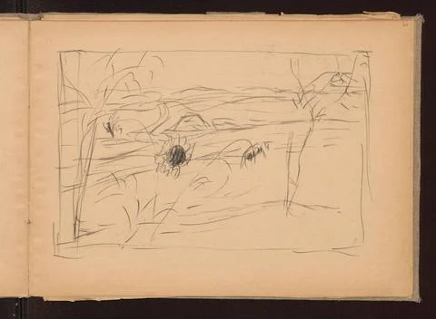 RECORD DATE NOT STATED  Landscape backgrounds; Verso: Sketch of the bush; ... Stock Photos