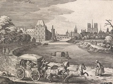 RECORD DATE NOT STATED  Landscapes in France. Plate 6. Paris. prints, etch... Stock Photos