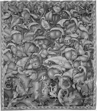 RECORD DATE NOT STATED  Large-leaf verdure with parrots and insects. unkno... Foto stock