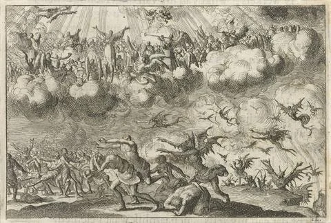 RECORD DATE NOT STATED  Last judgment: damned are led to hell, Jan Luyken,... Stockfoto's