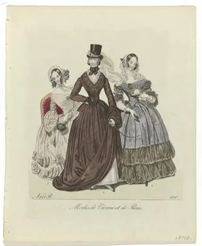 RECORD DATE NOT STATED  Le Follet, 1840, No. 15b: Modes of Vienna and Pari... Stock Photos