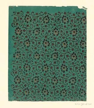 RECORD DATE NOT STATED  Leaf with spreading pattern of flowers and tendril... Stock Photos