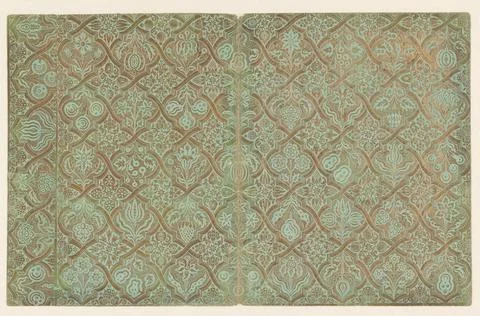 RECORD DATE NOT STATED  Leaf with flower ornaments in window pattern, anon... Stock Photos