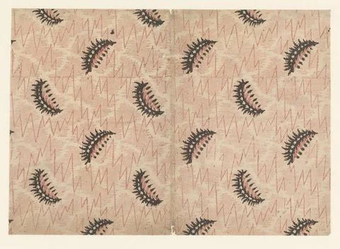 RECORD DATE NOT STATED  Leaf with caterpillar-like motif on points and zig... 스톡 사진