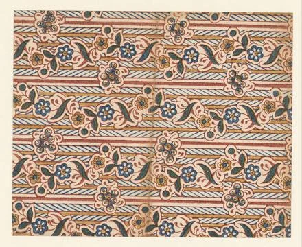 RECORD DATE NOT STATED  Leaf with lanes pattern of winding flower vines, a... Stock Photos