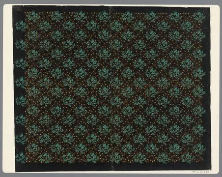RECORD DATE NOT STATED  Leaf with diagonal job pattern of flowers over a s... Stock Photos