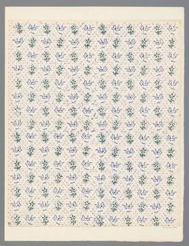 RECORD DATE NOT STATED  Leaf with spreading pattern of alternating flower ... Stock Photos