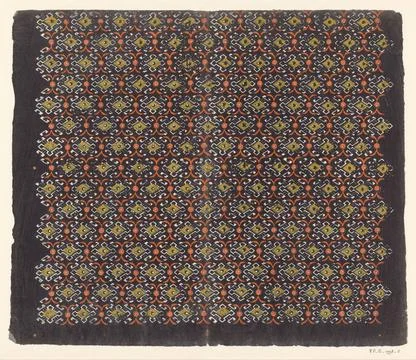 RECORD DATE NOT STATED  Leaf with a job pattern with geometric motif, anon... Stock Photos