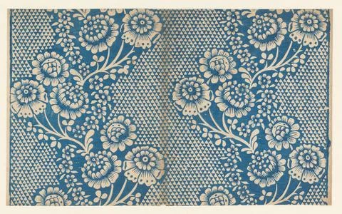 RECORD DATE NOT STATED  Leaf with lanes pattern of flower vines between tr... Stock Photos