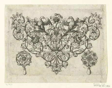 RECORD DATE NOT STATED  Leaves with a flower and two eagles, Pietro Cerini... Fotos Stock