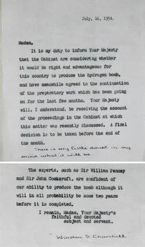RECORD DATE NOT STATED  Letter from Prime Minister Winston Churchill to HM... 스톡 사진
