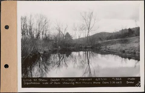 RECORD DATE NOT STATED Lillia M. Shaw, water privilege, upstream side of d... Stock Photos
