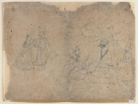 RECORD DATE NOT STATED Line Drawing of a Fanciful Boat Indian. Line Drawin... Stock Photos