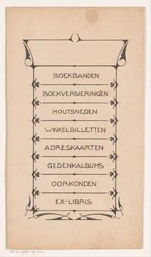 RECORD DATE NOT STATED  List of services from R.W.P. de Vries Jr. In a dec... Stock Photos