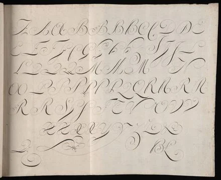 RECORD DATE NOT STATED  List writing pattern - decorative alphabet; Bailli... Stock Photos