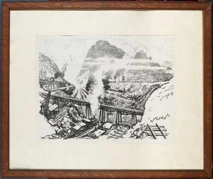 RECORD DATE NOT STATED  Lithograph: The Cut at Paraiso, Panama Canal , 191... 写真素材