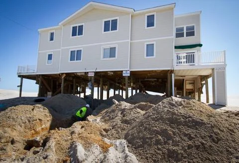 RECORD DATE NOT STATED Long Beach, N.J., March 20, 2013 A contractor digs ... Stock Photos