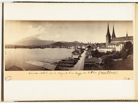 RECORD DATE NOT STATED  Lucerne: View of the city at the edge of Lac des Q... 写真素材