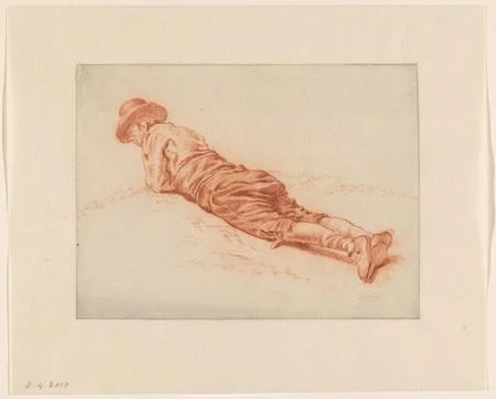 RECORD DATE NOT STATED  Lying man based on his elbows, G. Visser, c. 1800 ... Stock Photos