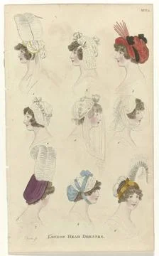 RECORD DATE NOT STATED  Magazine of Female Fashion of London and Paris, 18... Stock Photos