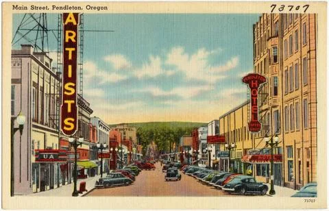 RECORD DATE NOT STATED Main Street, Pendleton, Oregon , Cities &amp; towns, Ti... Stock-Fotos
