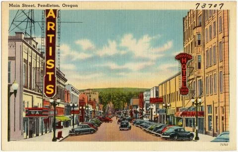 RECORD DATE NOT STATED Main Street, Pendleton, Oregon , Cities &amp; towns, Ti... Stock-Fotos