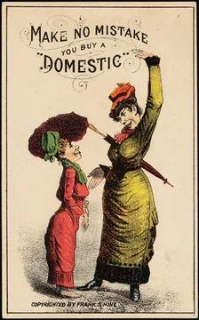 RECORD DATE NOT STATED Make no mistake you buy a Domestic , Women, Sewing ... Stock Photos
