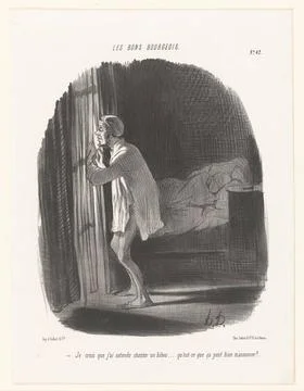 RECORD DATE NOT STATED  Man wakes up at night from an owl, HonorÃ Daumier,.. Stock-Fotos
